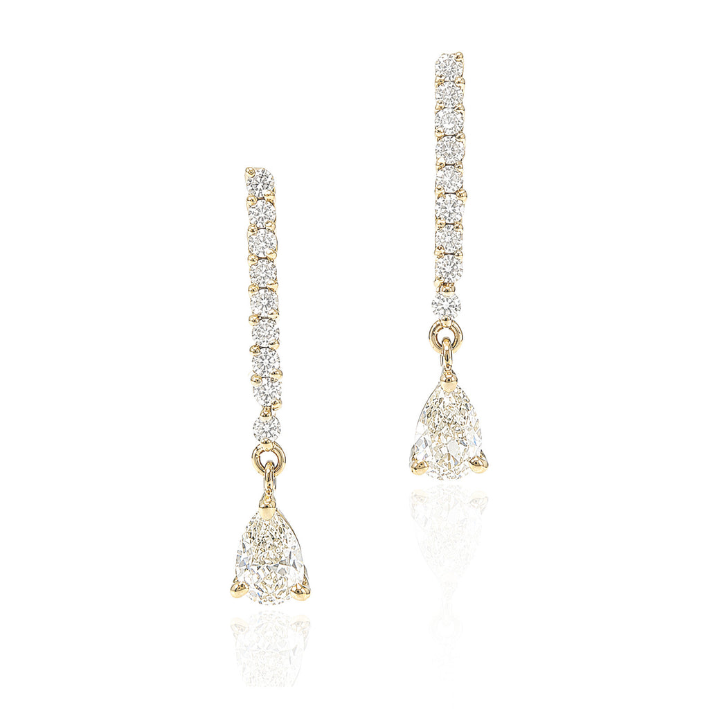 18KYG ダイヤモンド ドロップピアス ペア 0.55ct