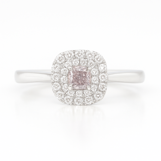 ピンクダイヤモンドリング クッション 0.419ct 天然 CGL SI-1 リング画像