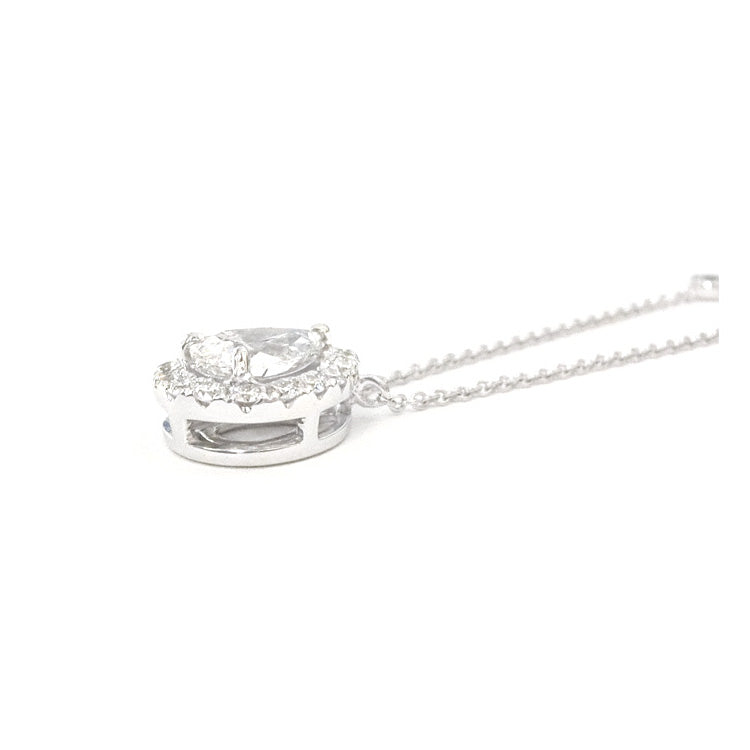 18K D無色ダイヤモンド ペンダント ネックレス ペアカット - 0.89ct