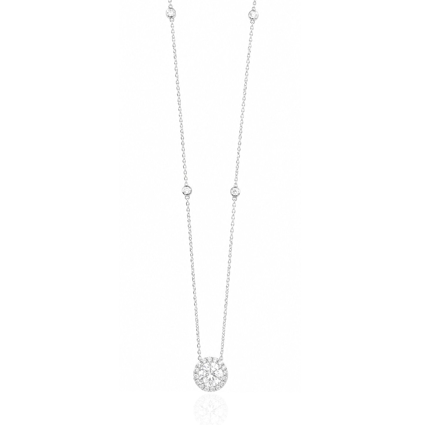 18K ほぼ無色  ラウンドダイヤモンド ペンダント ネックレス - 1.032ct