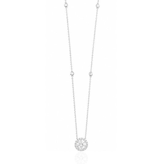18K Near Colorless Round Diamond Pendant Necklace - 1.032ct