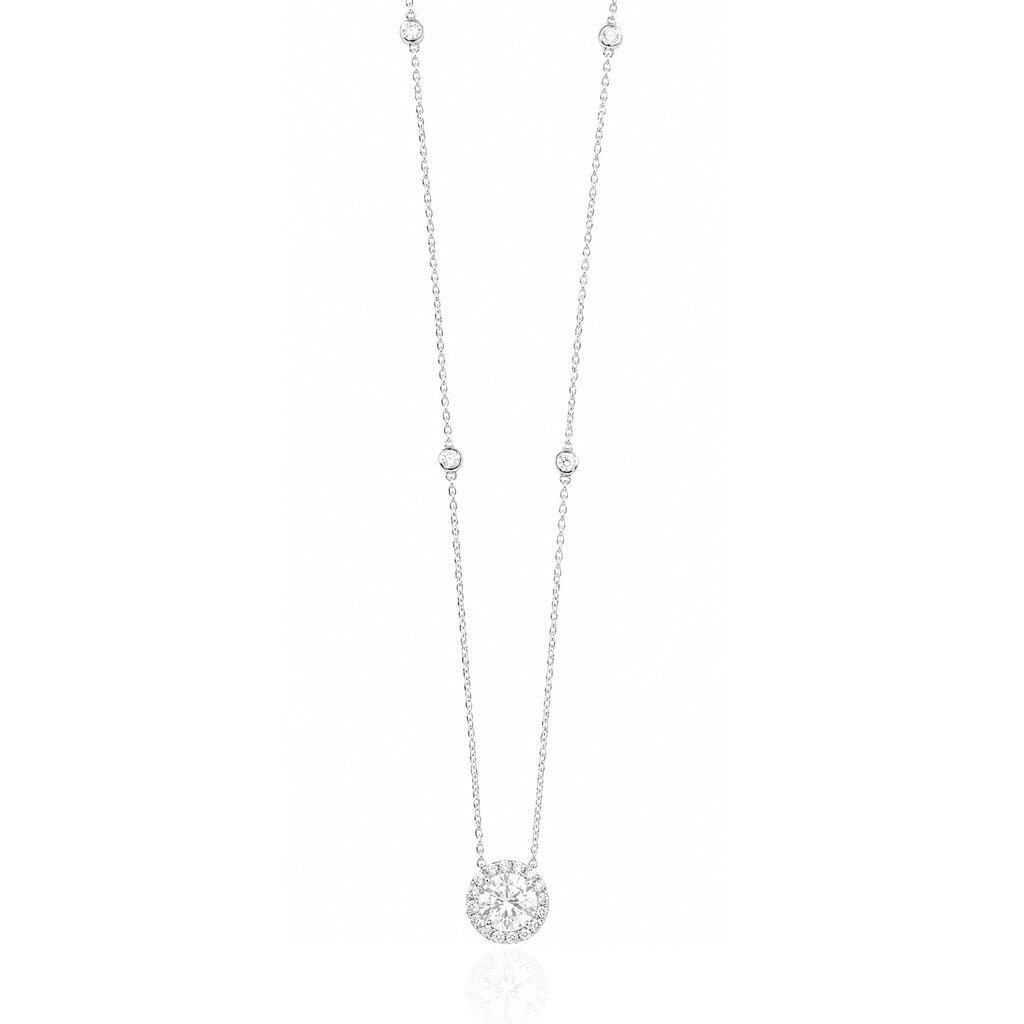 18K ほぼ無色  ラウンドダイヤモンド ペンダント ネックレス - 1.032ct