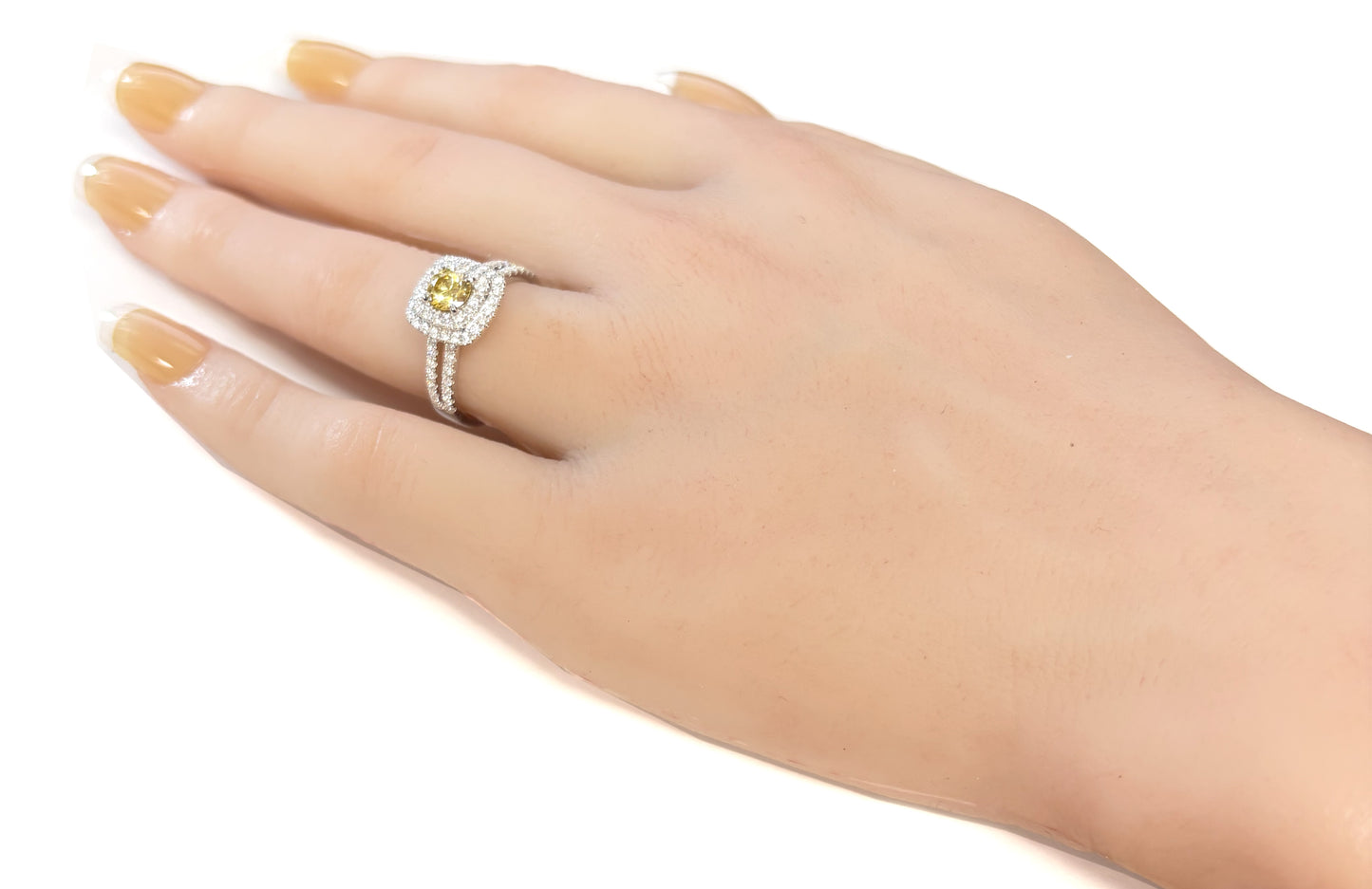 18K Round-cut Fancy Deep Yellow Diamond Ring - 0.501ct