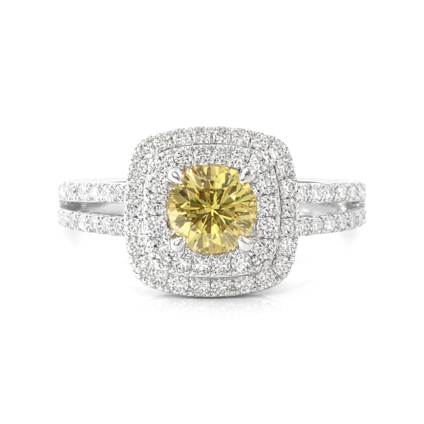 18K Round-cut Fancy Deep Yellow Diamond Ring - 0.501ct