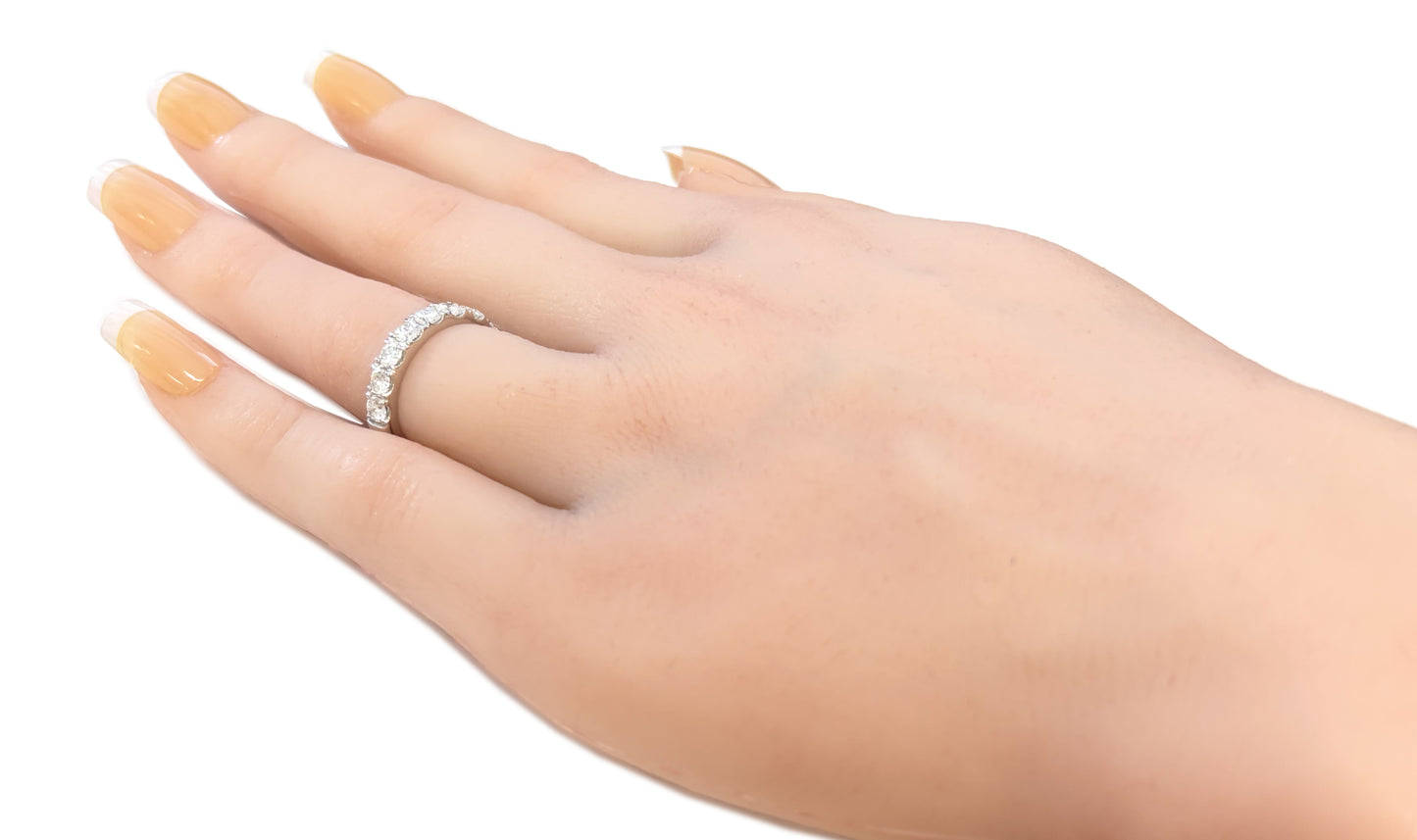 18K 無色 8石 ダイヤモンドハーフエタニティリング 1ct