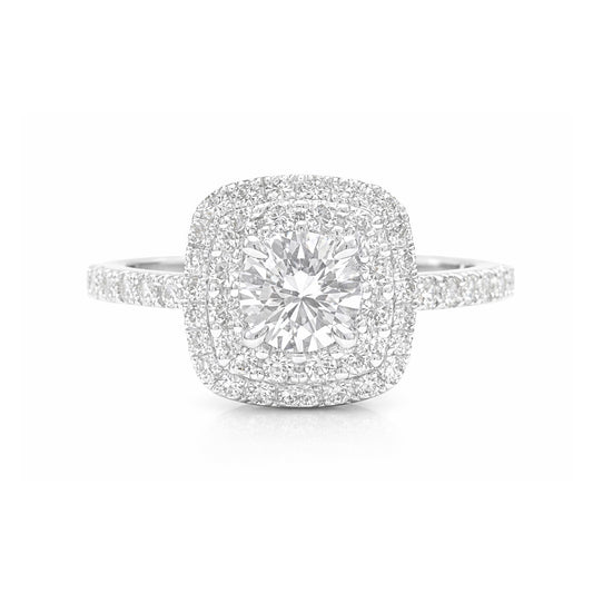 18K Round-cut Near Colorless Diamond Ring - 1.005ct