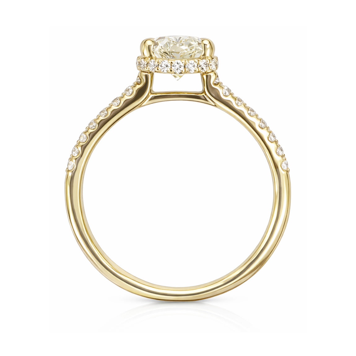 18K Oval-cut Very Light Yellow Diamond Ring - 1.787ct