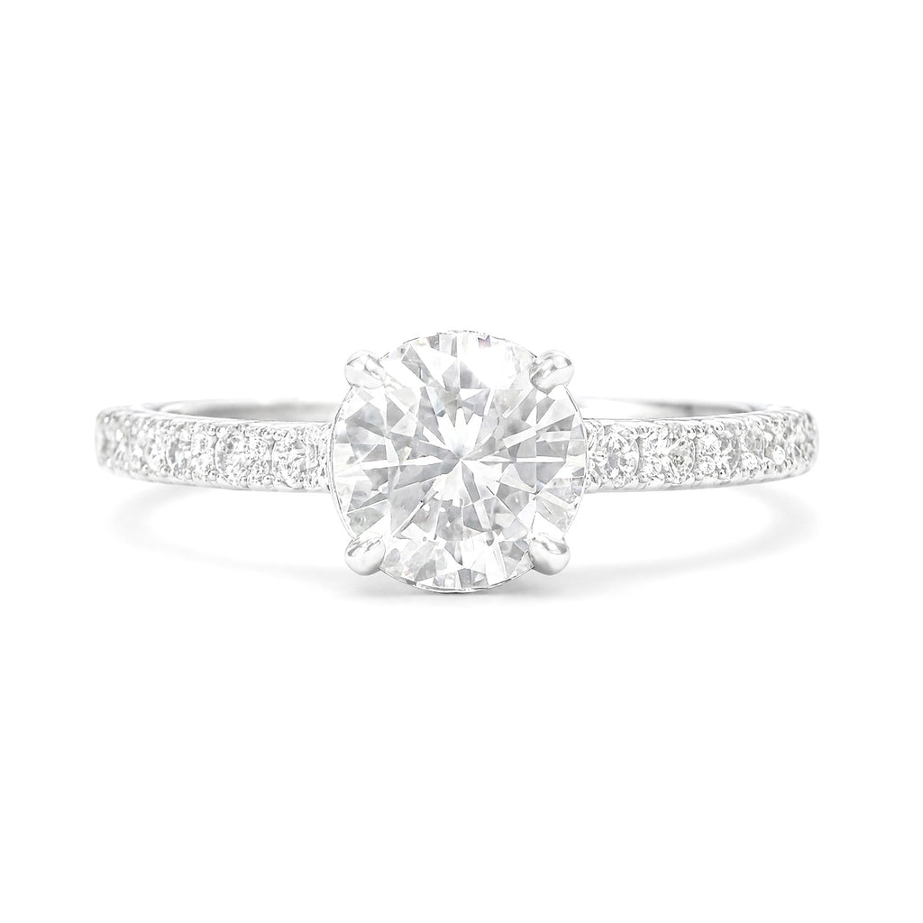 18K 無色E ダイヤモンドリング 1.025ct VS2 ラウンドカット