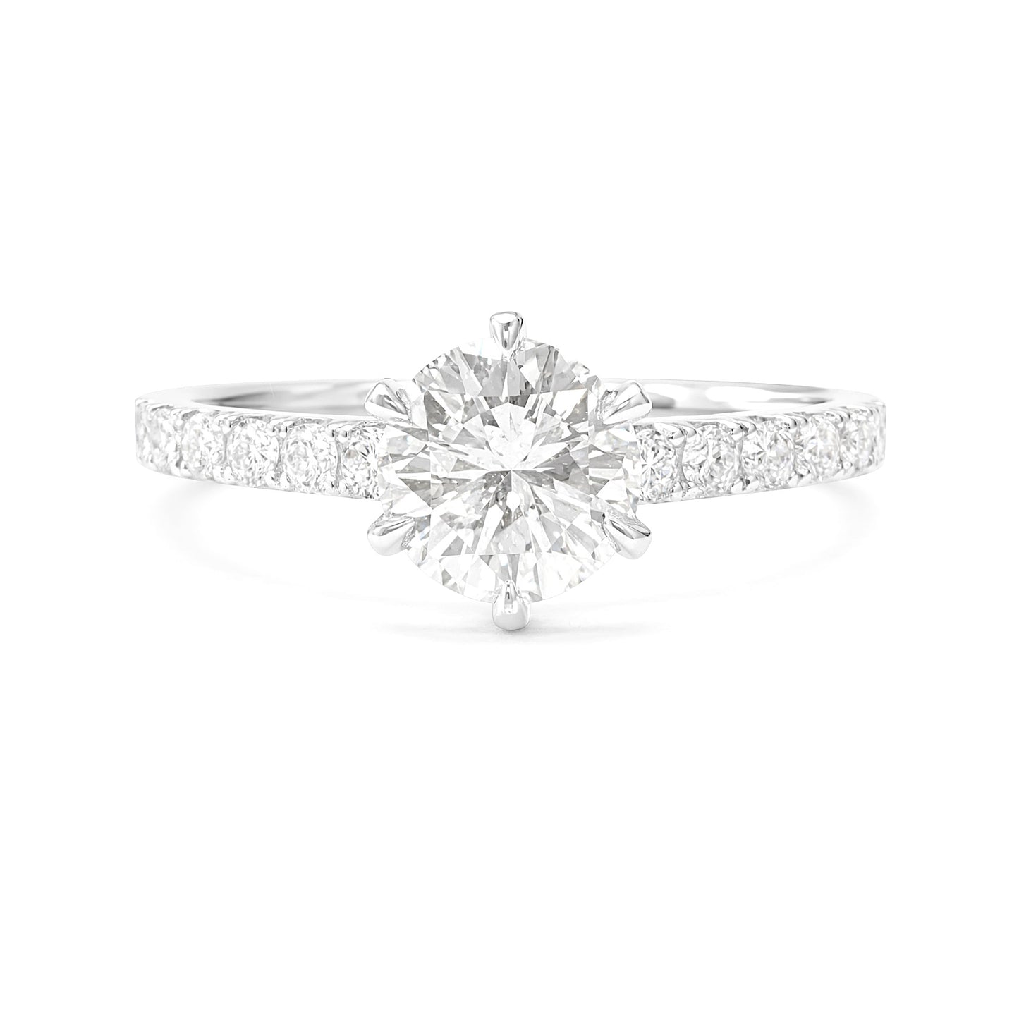 18K Round-cut Colorless Diamond Ring - 1.051ct