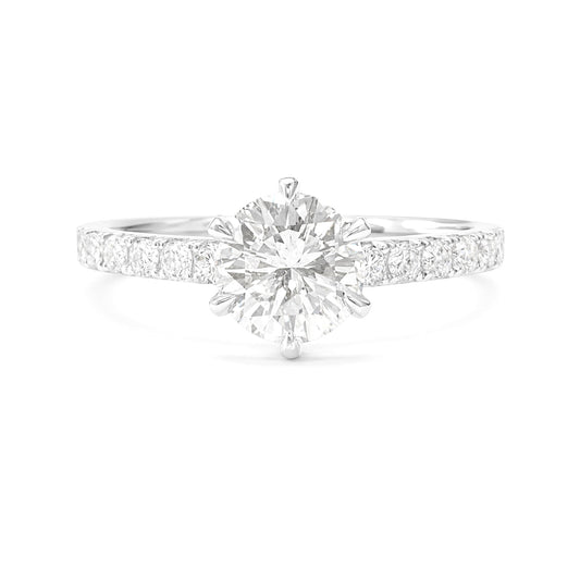 18K Round-cut Colorless Diamond Ring - 1.051ct