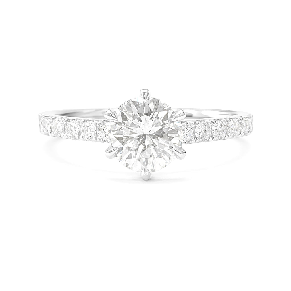 18K Round-cut Colorless Diamond Ring - 1.051ct
