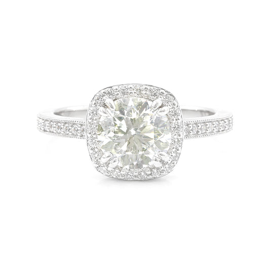 18K フェイントイエロー ダイヤモンドリング ラウンドカット 1.812ct