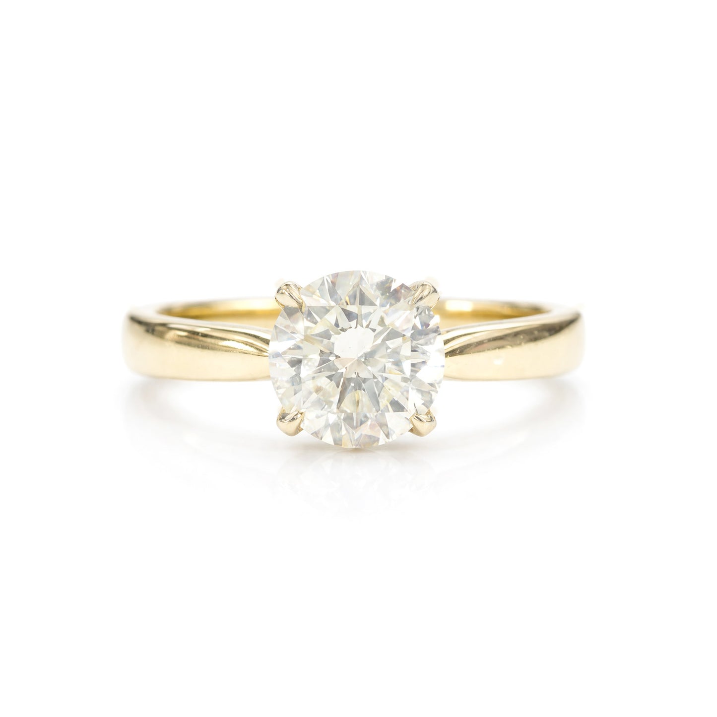 18K Faint Yellow Diamond Ring Round-cut - 1.017ct