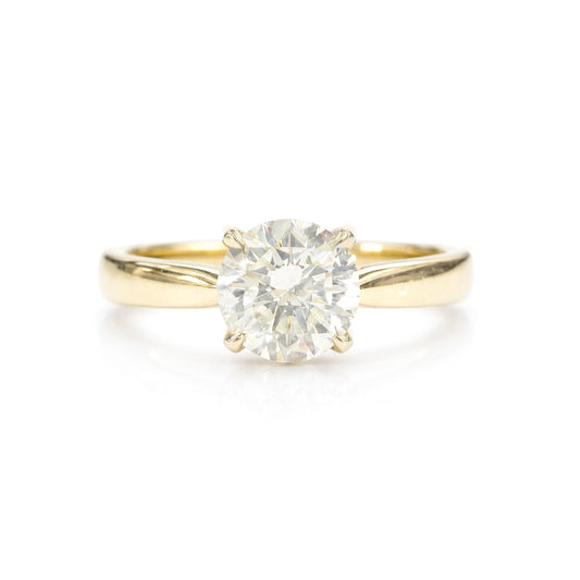 18K Faint Yellow Diamond Ring Round-cut - 1.017ct