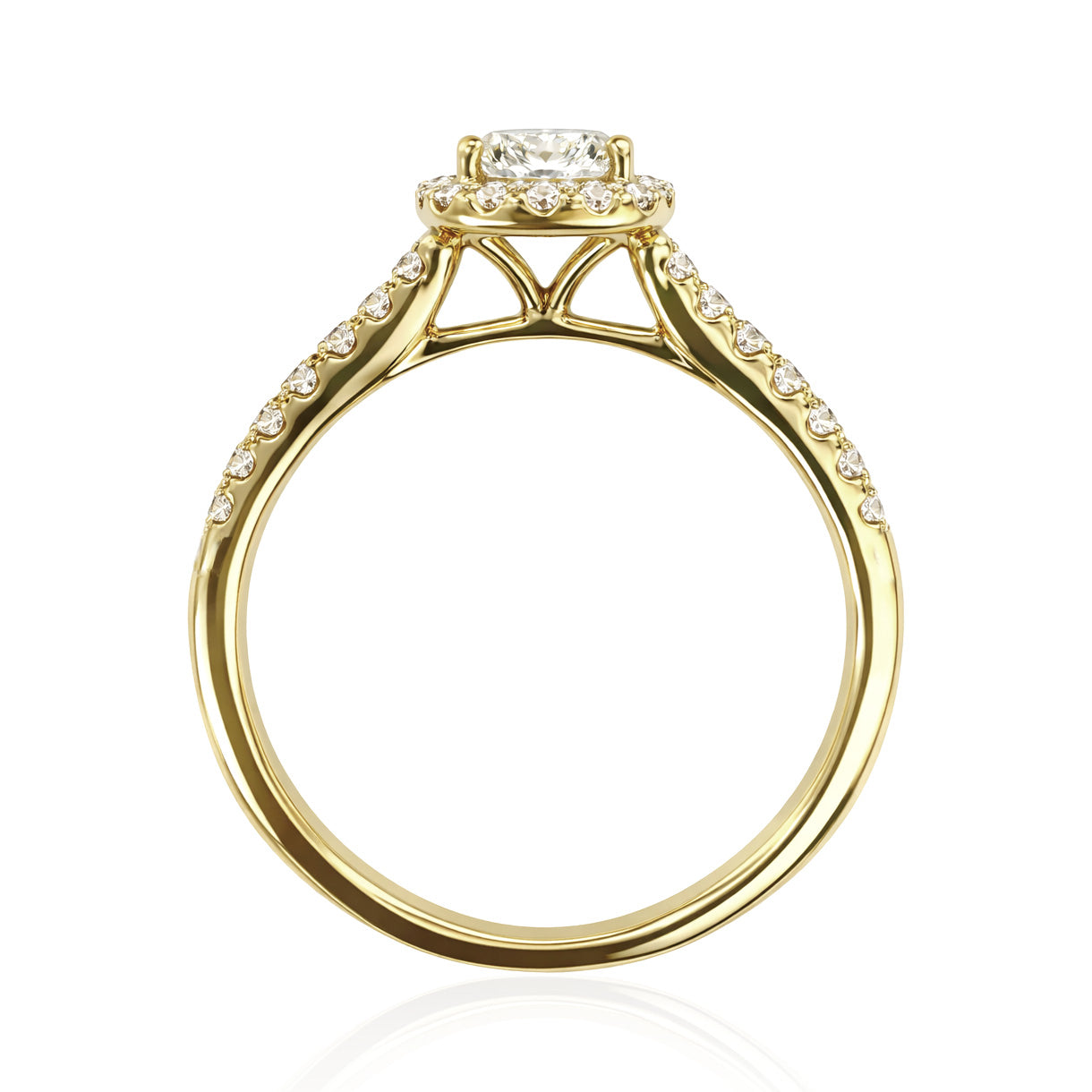 18KYG Near Colorless I Cushion Diamond Ring - 0.873ct