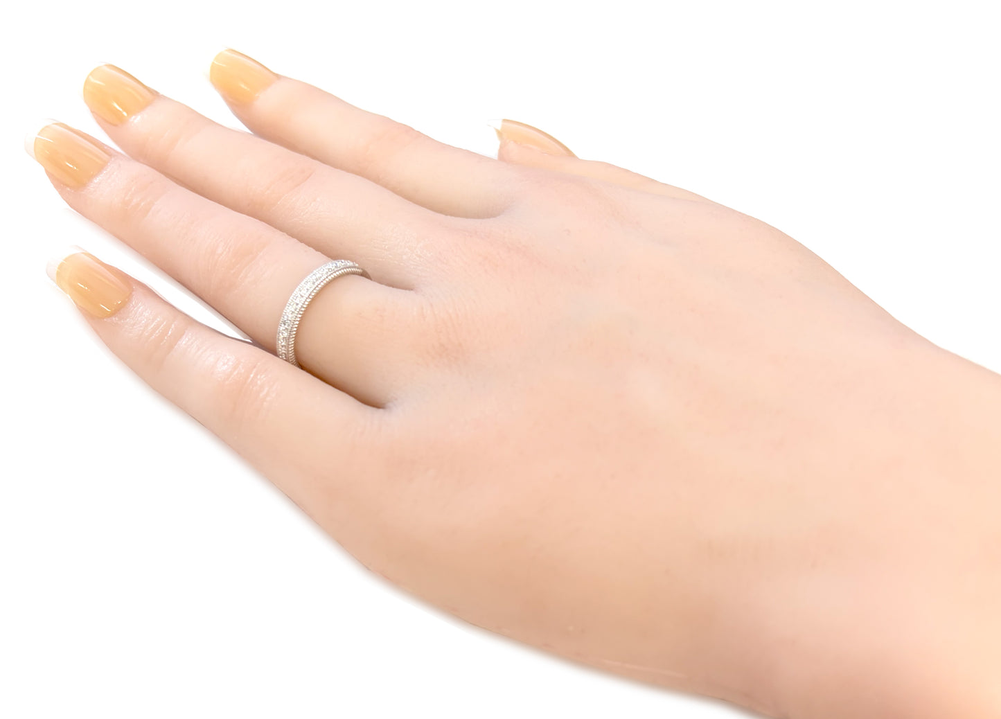 18K ミルグレイン ダイヤモンドリング – 0.18ct
