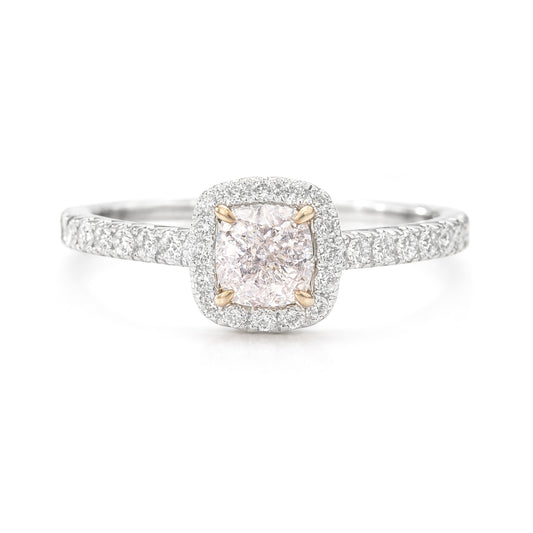 18K ピンクダイヤモンド リング 0.71ct Light Pink SI2 クッション