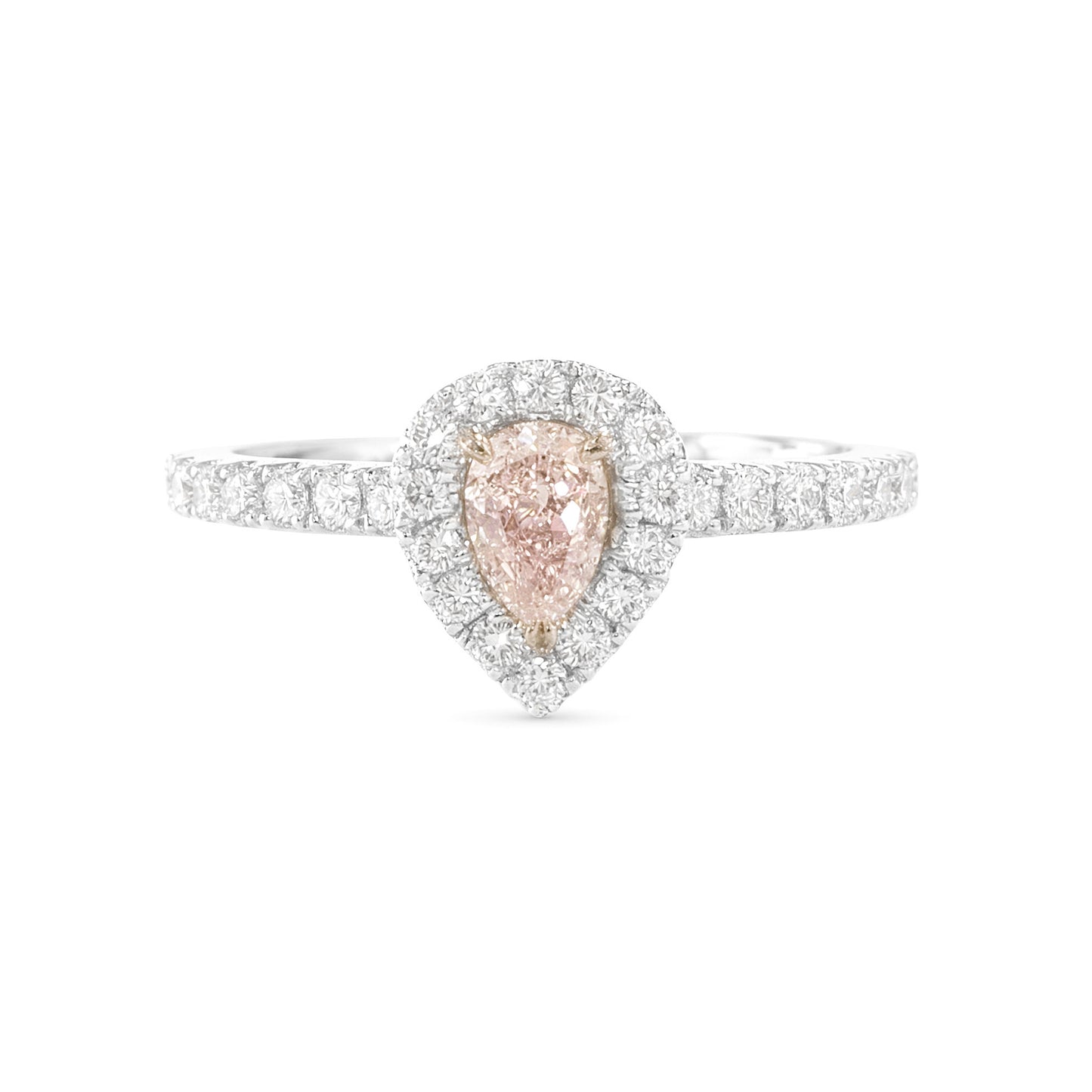18K Pear-cut Fancy Light Brownish Pink Diamond Ring - 0.57ct