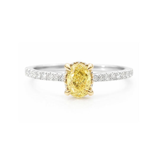 18K イエローダイヤモンドリング 0.59ct Vivid Yellow VS1 オーバル