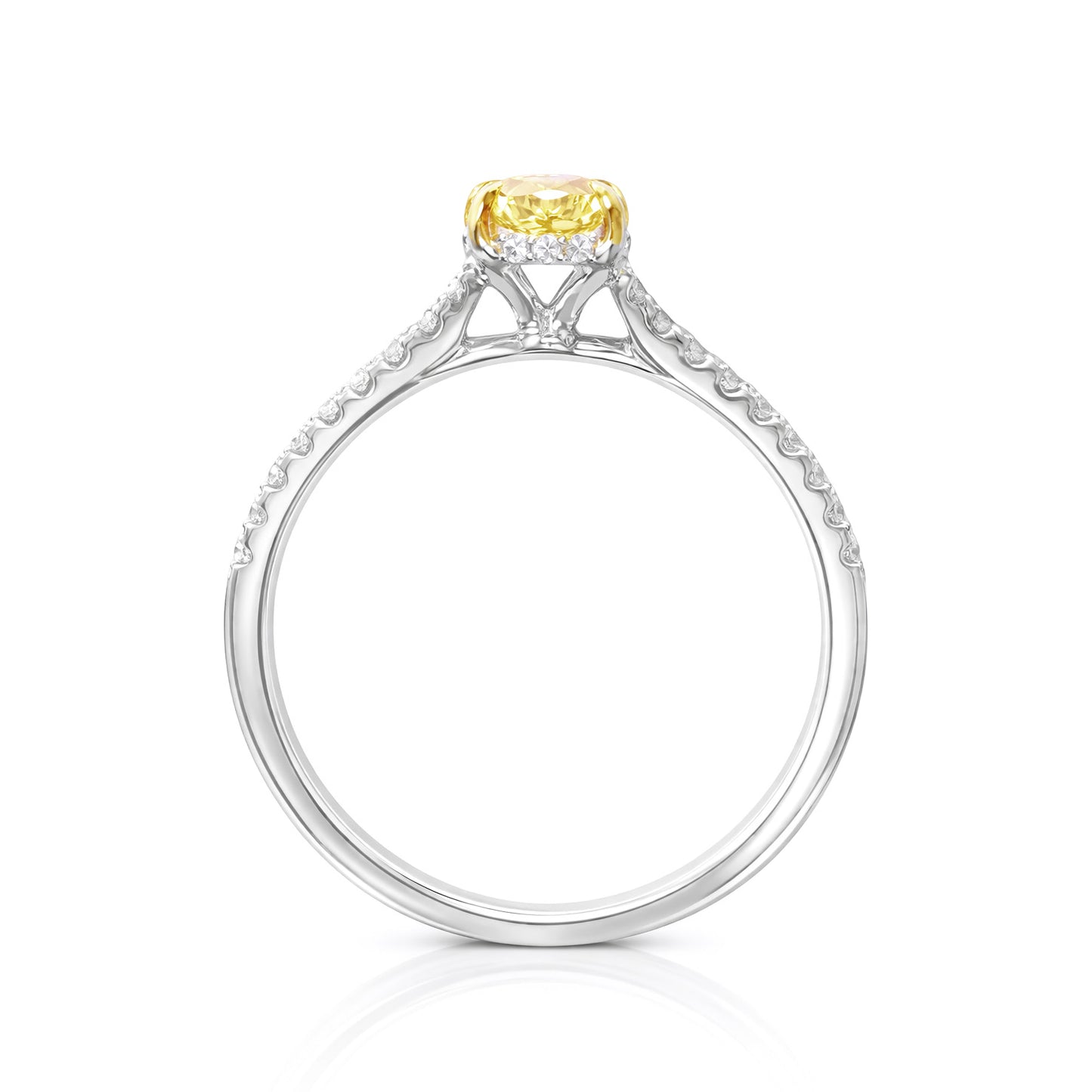 18K Oval-cut Vivid Yellow Diamond Ring - 0.59ct