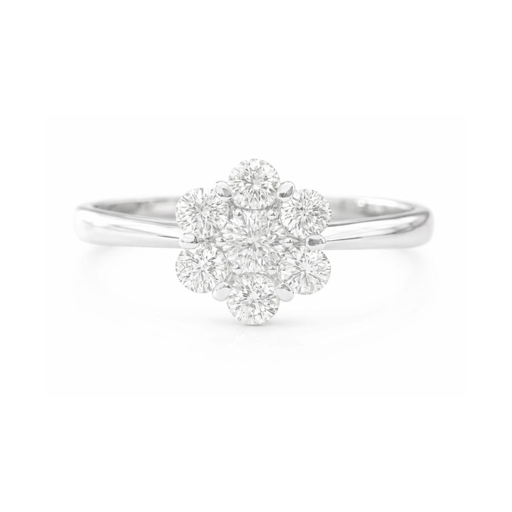 18K 花柄 ダイヤモンドリング 0.48ct G+ SI+