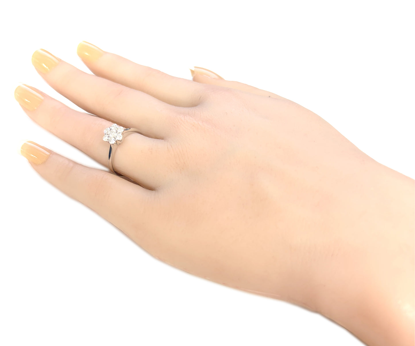 18K 花柄 ダイヤモンドリング 0.48ct G+ SI+