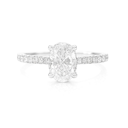 18K Oval-cut Colorless Diamond Ring - 1.051ct