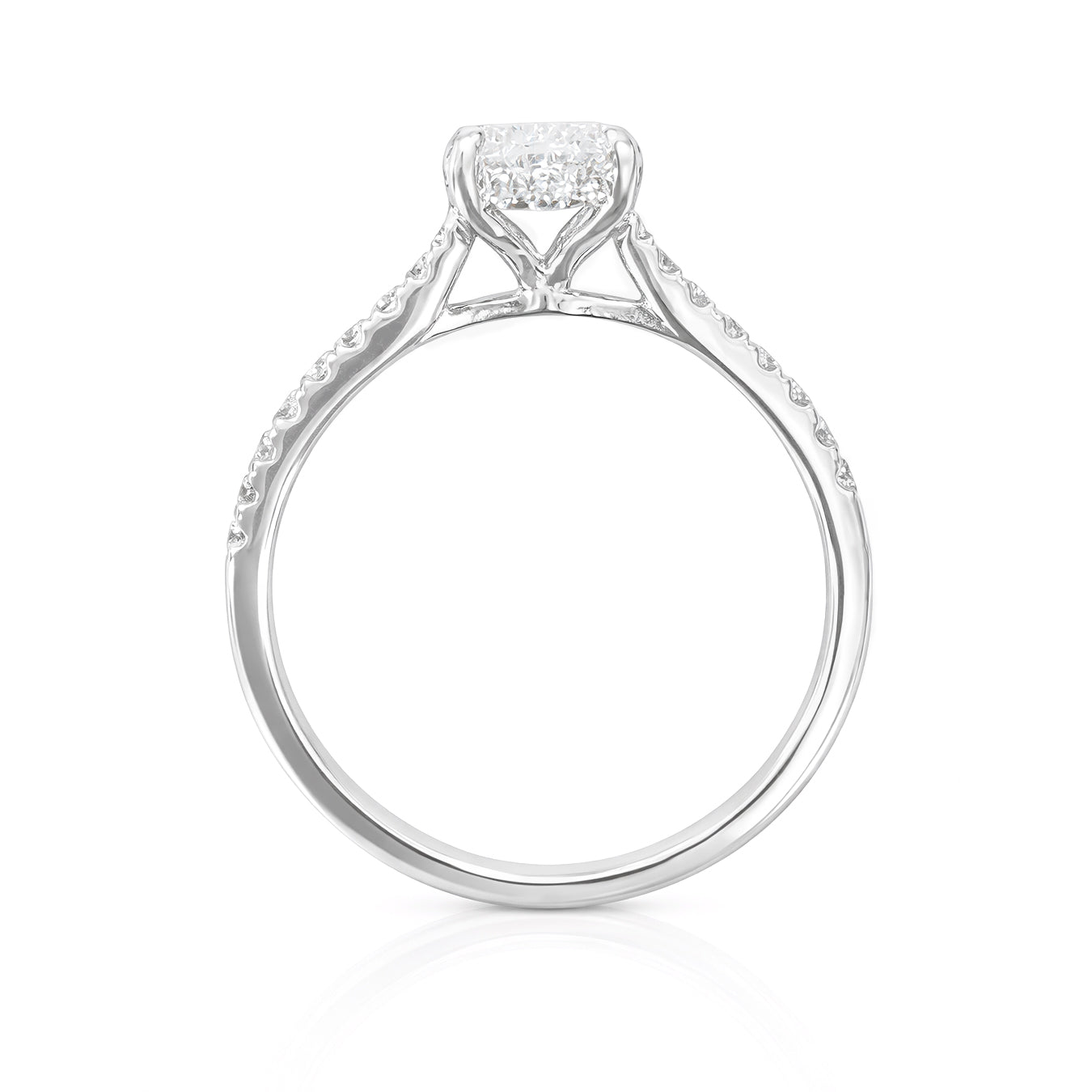 18K Oval-cut Colorless Diamond Ring - 1.051ct