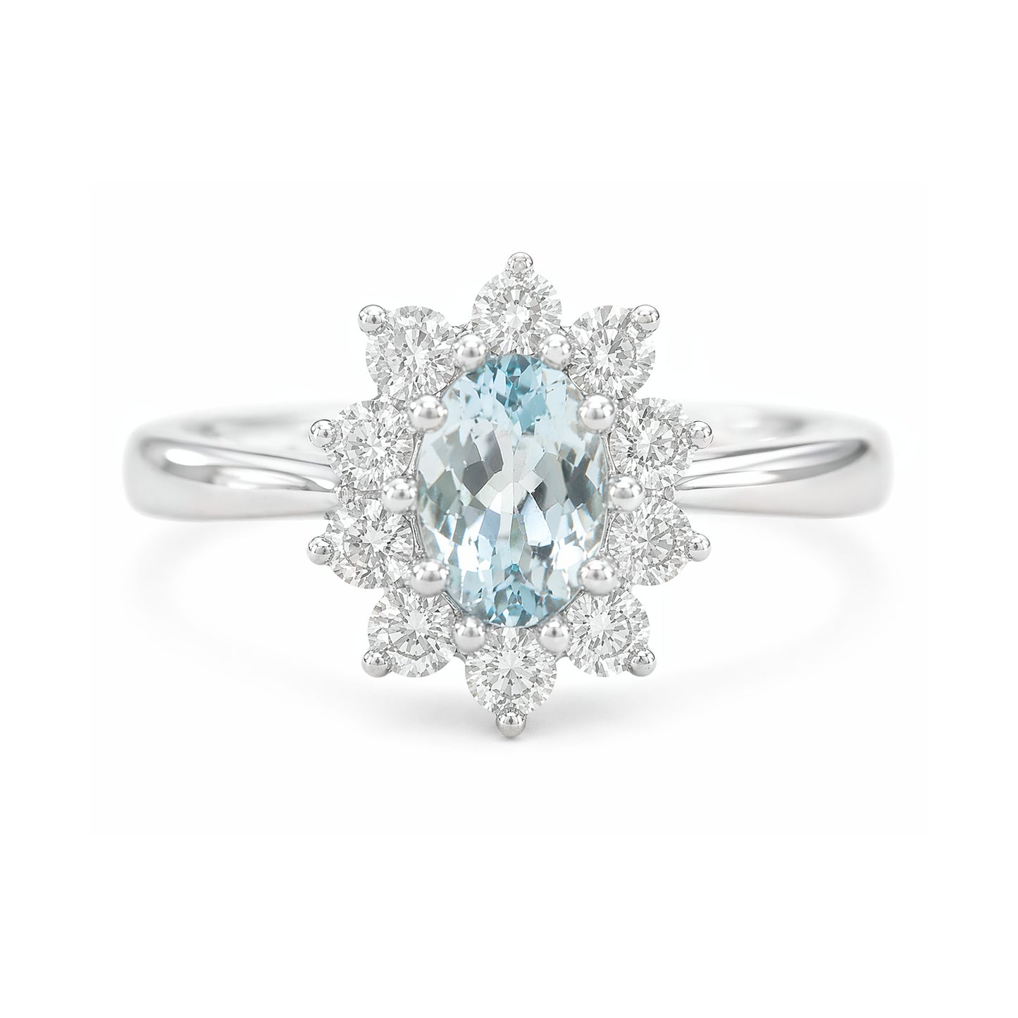 18K Aquamarine Diamond Ring Oval-cut - 0.77ct