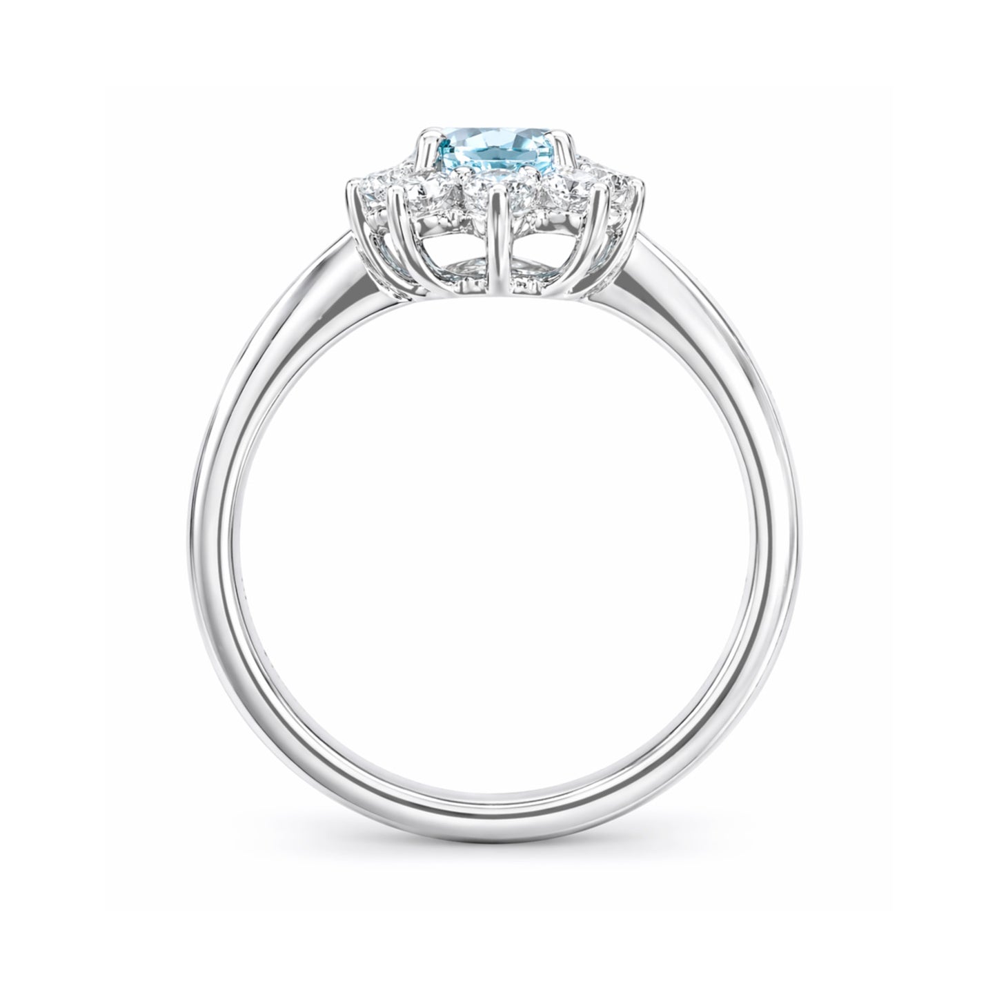 18K Aquamarine Diamond Ring Oval-cut - 0.77ct