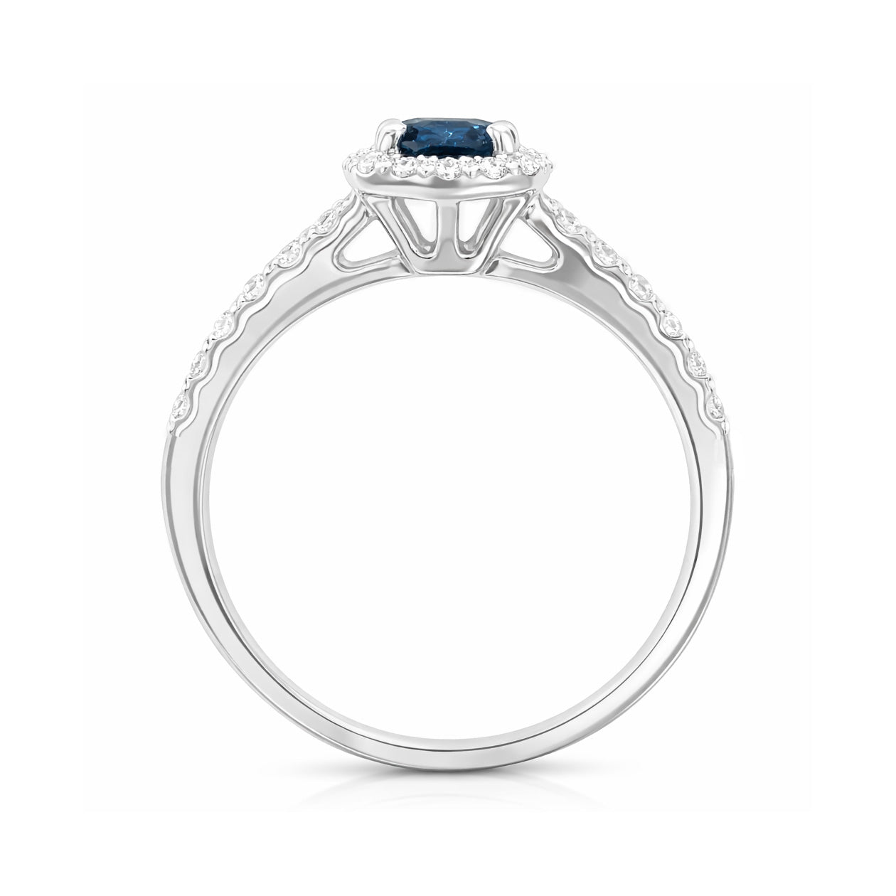 18K Blue Sapphire Oval-cut Diamond Ring - 1.478ct