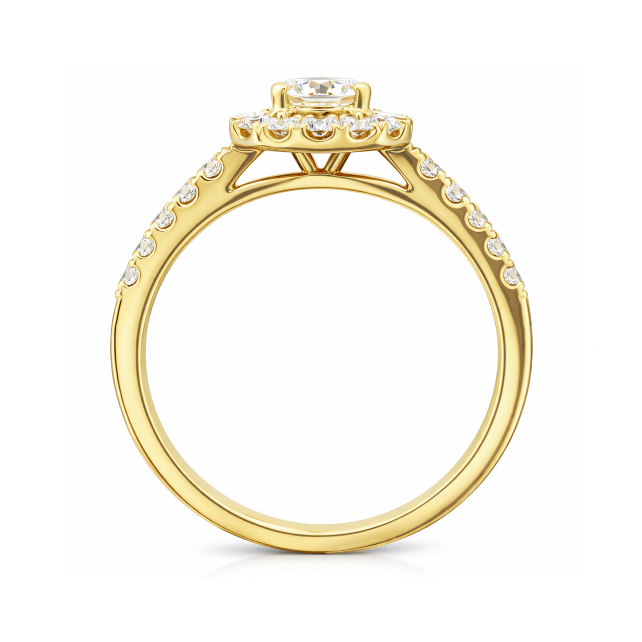 18KYG Round-cut Near Colorless Diamond Ring - 1.019ct 