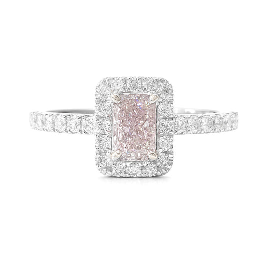 18K Radiant-cut Fancy Brownish Pink Diamond Ring - 0.623ct