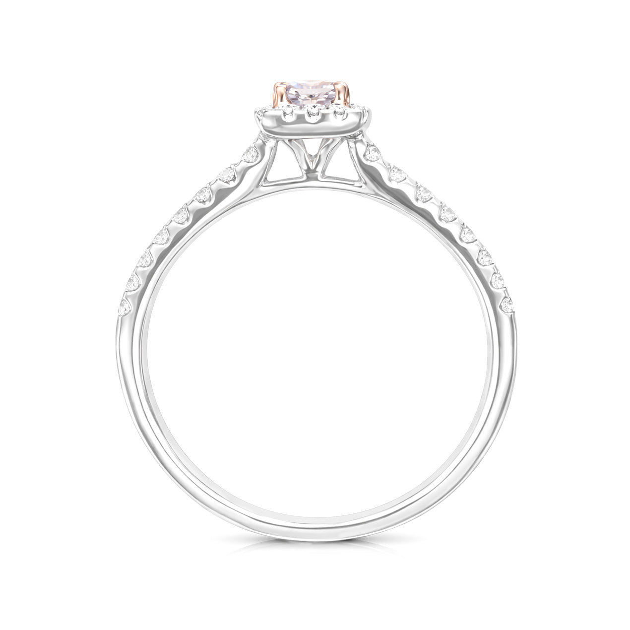 18K ピンクダイヤモンドリング 0.623ct Fancy Brownish Pink SI2 ラディアント