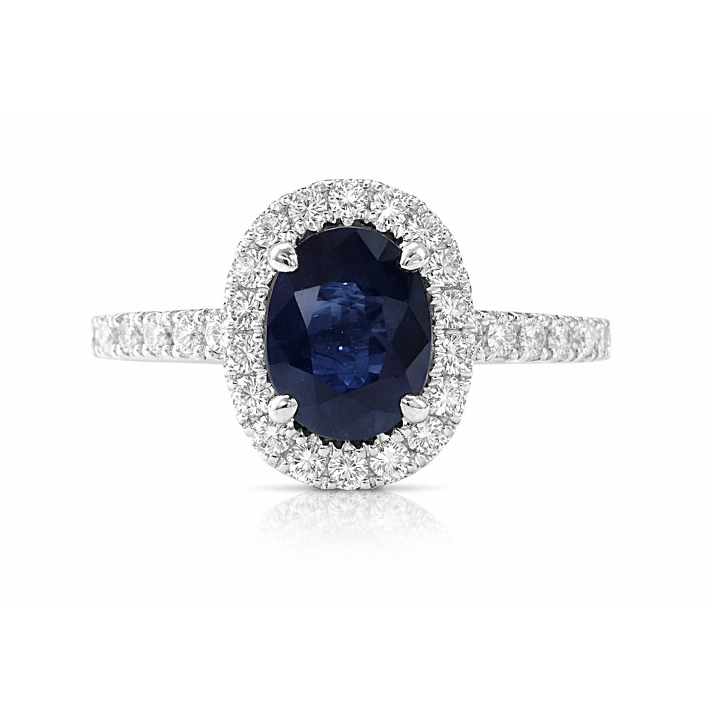 18K Blue Sapphire Diamond Ring - 1.424ct