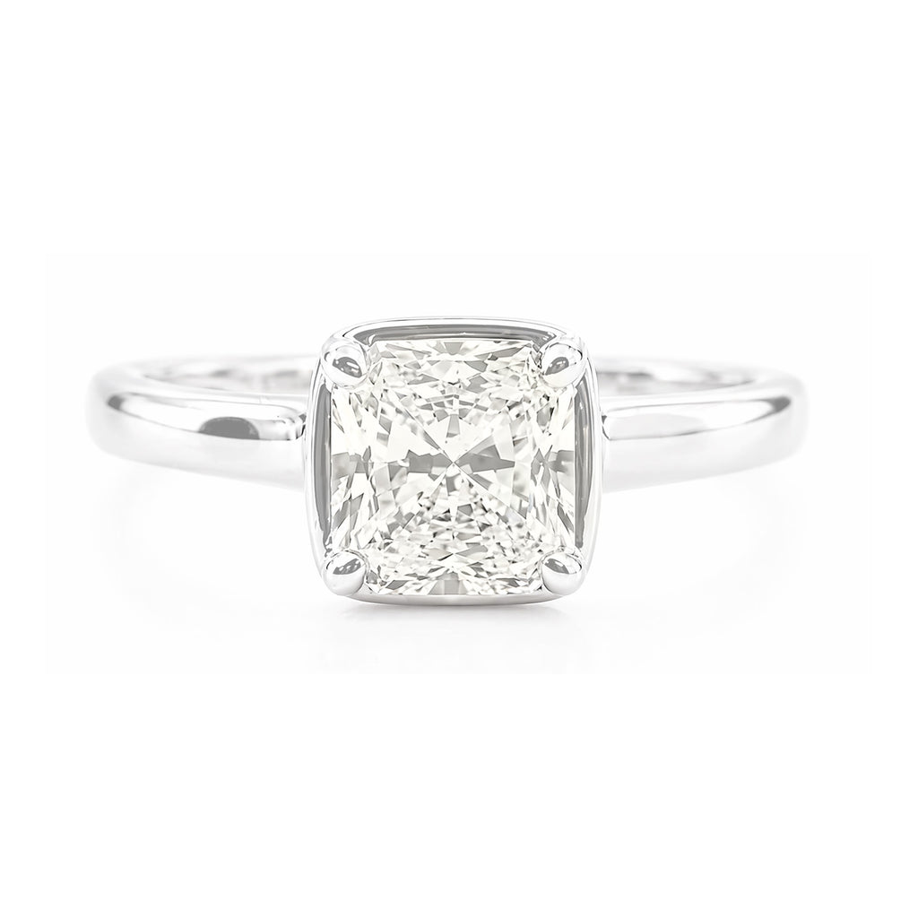 18K ほぼ無色I ダイヤモンドリング 1.66ct VS1 ラディアントカット