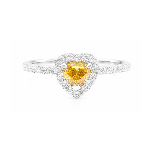 18K イエローオレンジダイヤモンドリング Fancy Vivid Yellow Orange ハート 0.734ct