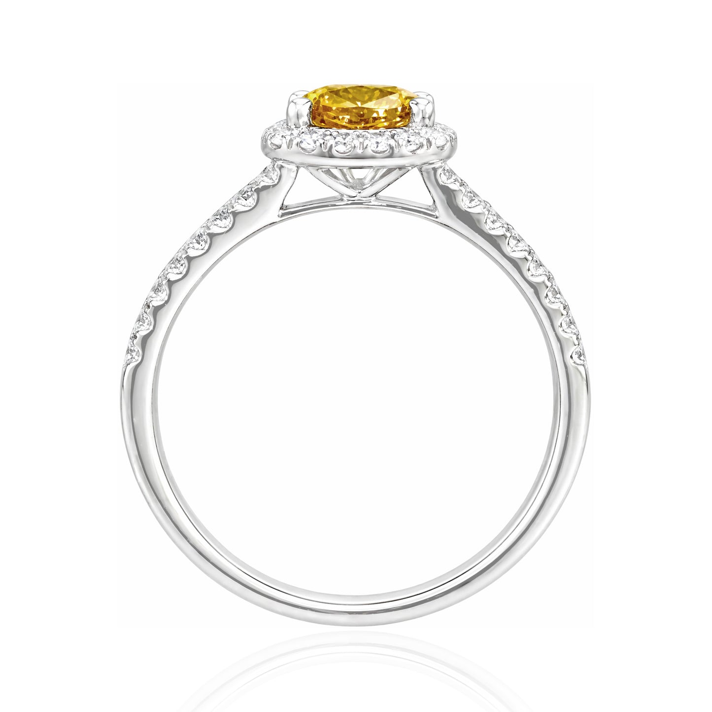 18K Heart-cut Fancy Vivid Yellow Orange Diamond Ring - 0.734ct