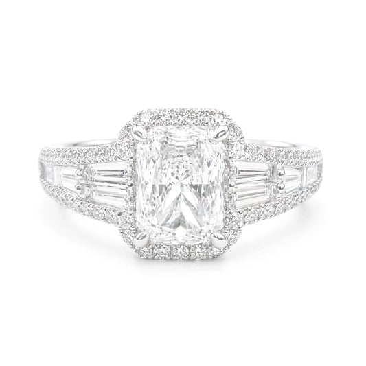 18K 無色D ダイヤもおンドリング 1.82ct VS1 ラディアントカット