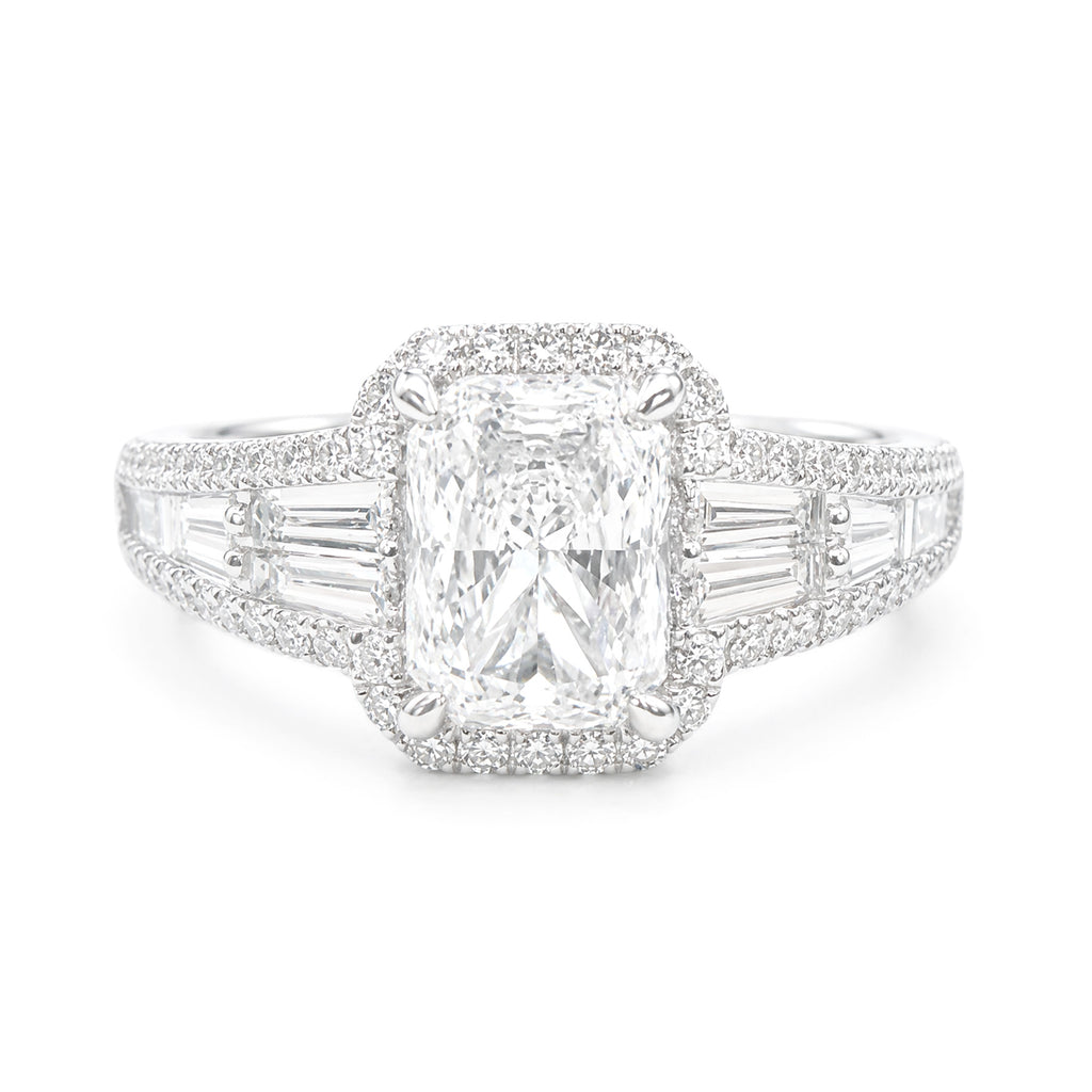 18K 無色D ダイヤモンドリング 1.82ct VS1 ラディアントカット
