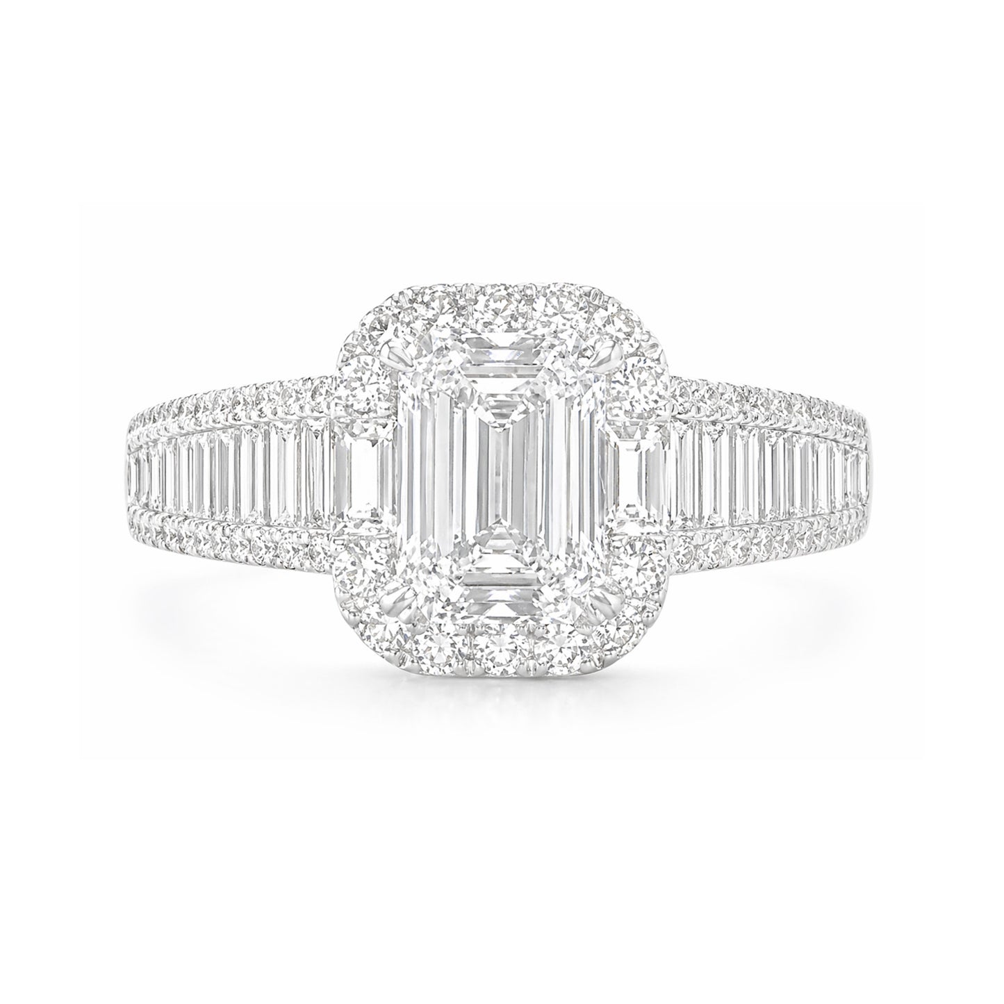 18K 無色D ダイヤモンドリング 1.92ct SI1 エメラルドカット
