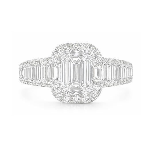 18K 無色D ダイヤモンドリング 1.92ct SI1 エメラルドカット