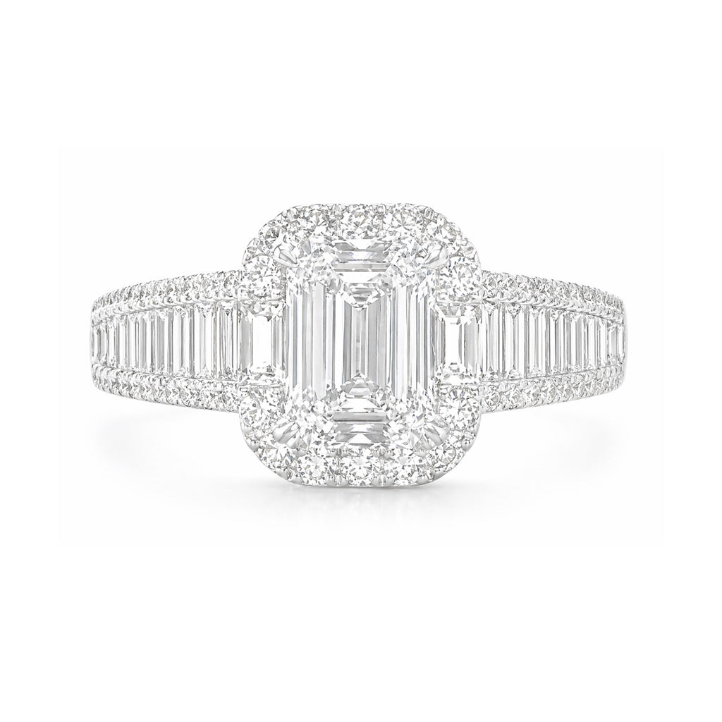 18K 無色D ダイヤモンドリング 1.92ct SI1 エメラルドカット