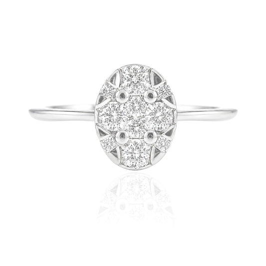 18K Oval Shape Diamond Ring - 0.4ct