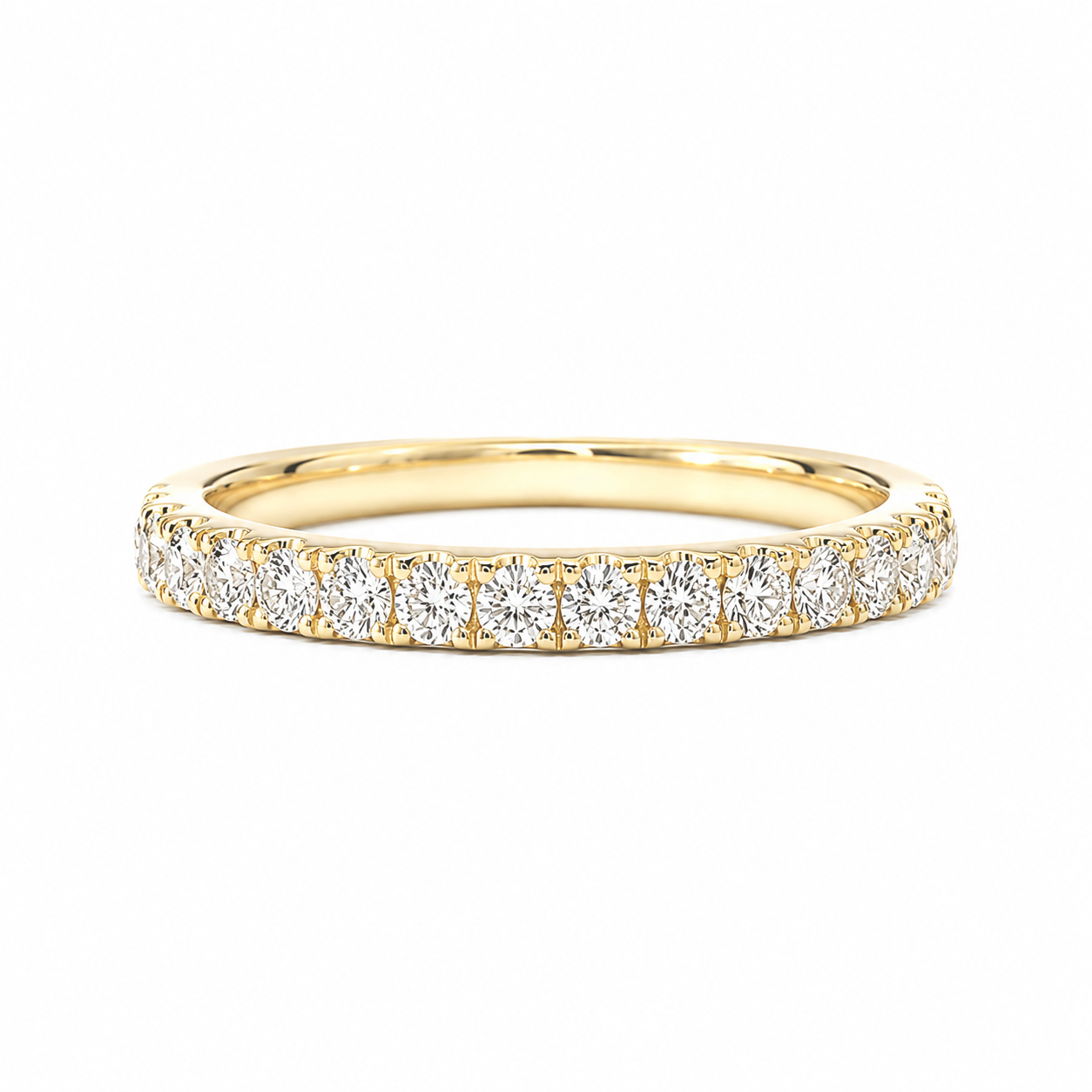 18KYG Round-Cut Near Colorless D-G Natural Diamond Eternity Ring 0.6ct