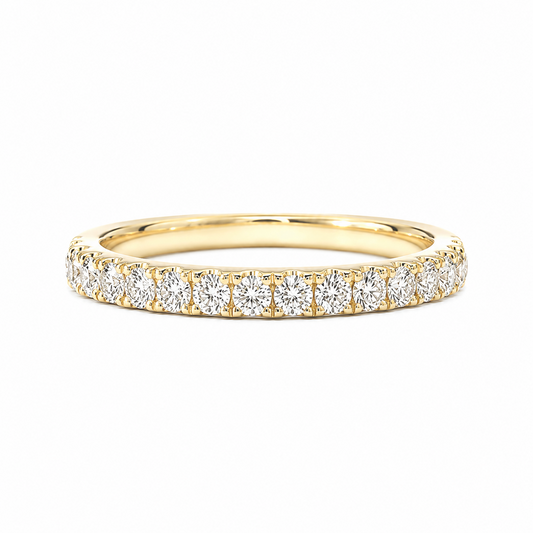 18KYG Round-Cut Near Colorless D-G Natural Diamond Eternity Ring 0.6ct
