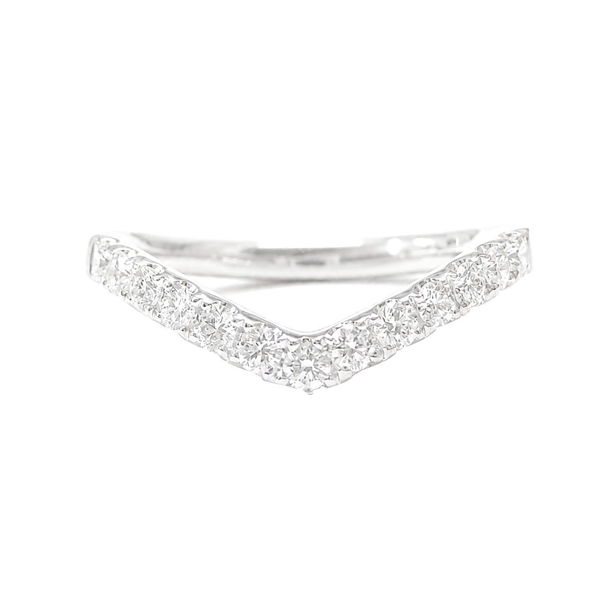 18K V Line Natural Diamond Ring - 0.34ct