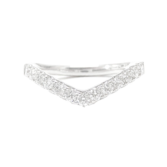 18K V Line Natural Diamond Ring - 0.34ct