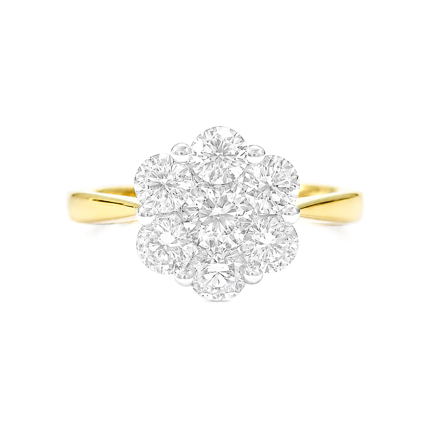 18KWG/18KYG 花柄 天然ダイヤモンドリング 1.11ct ラウンドカット