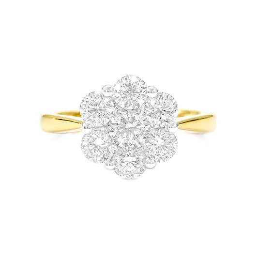 18KWG/18KYG Flower Design Natural Diamond Ring - 1.11ct 